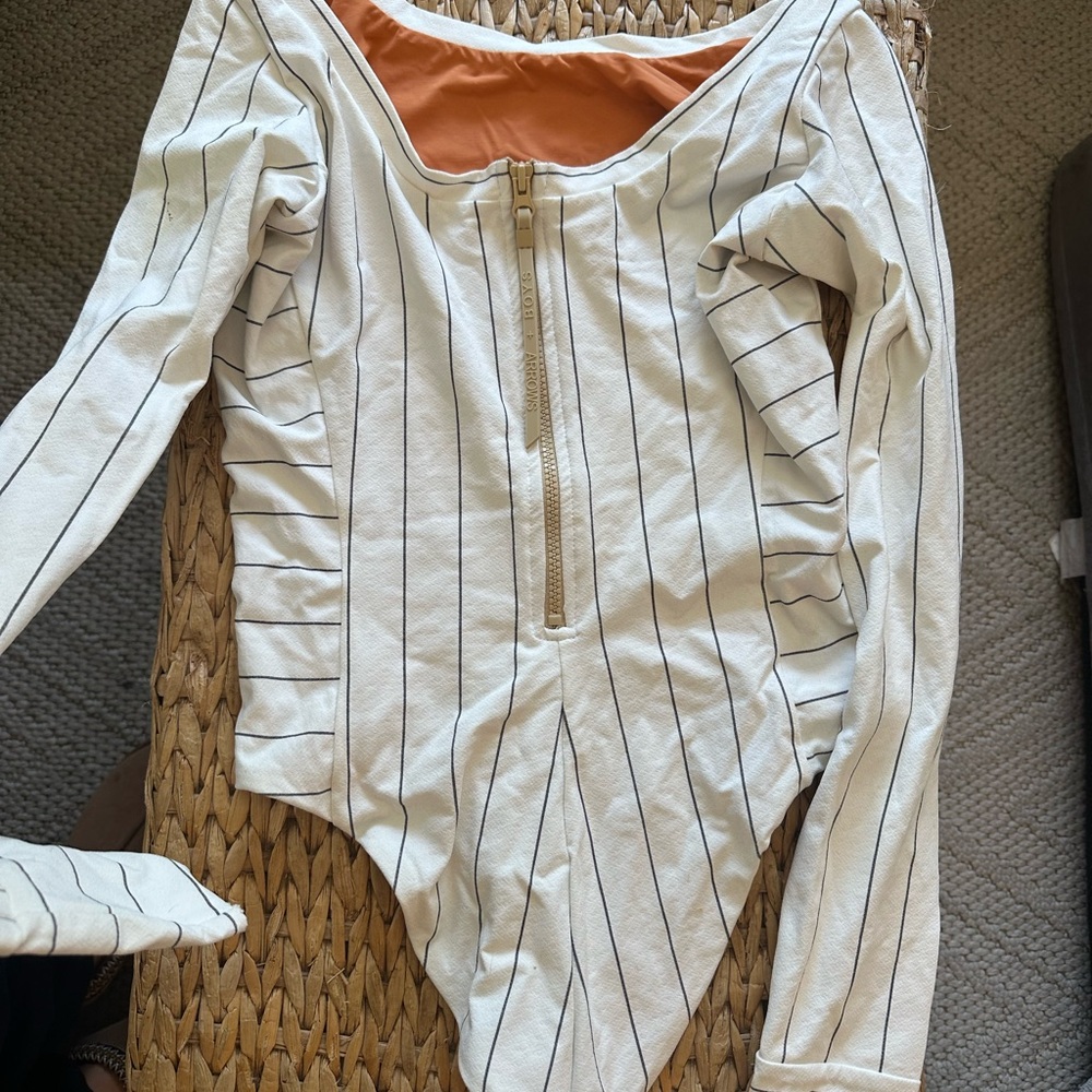 Boys and Arrows One piece Striped White Long Sleeve Bodysuit - Picture 2 of 10